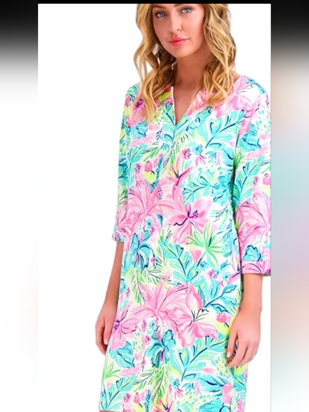 Stella Parker Floral V-Neck Tunic Dress UPF 50